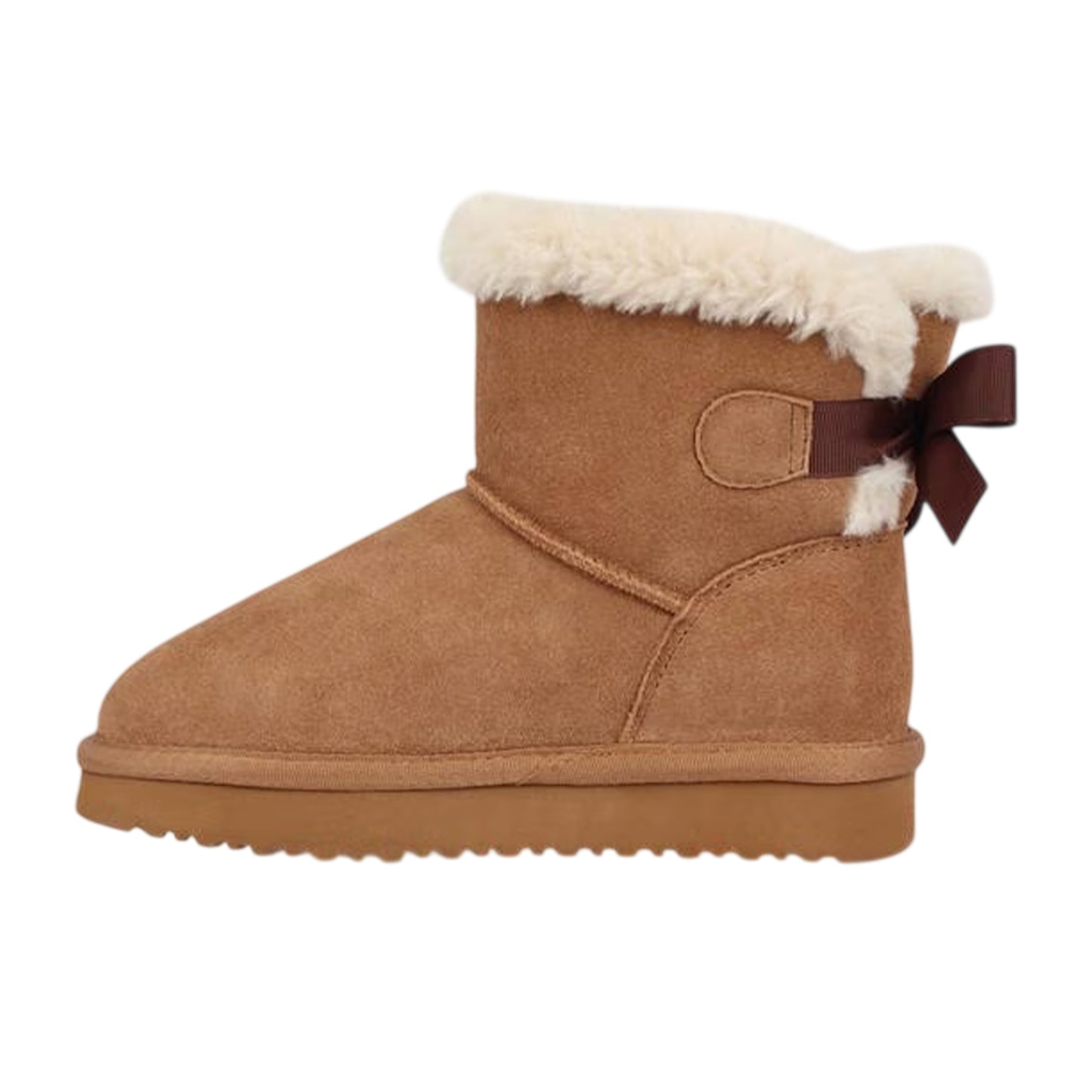 Tan - Back - Jack Wills Childrens-Kids Suede Bow Ankle Boots