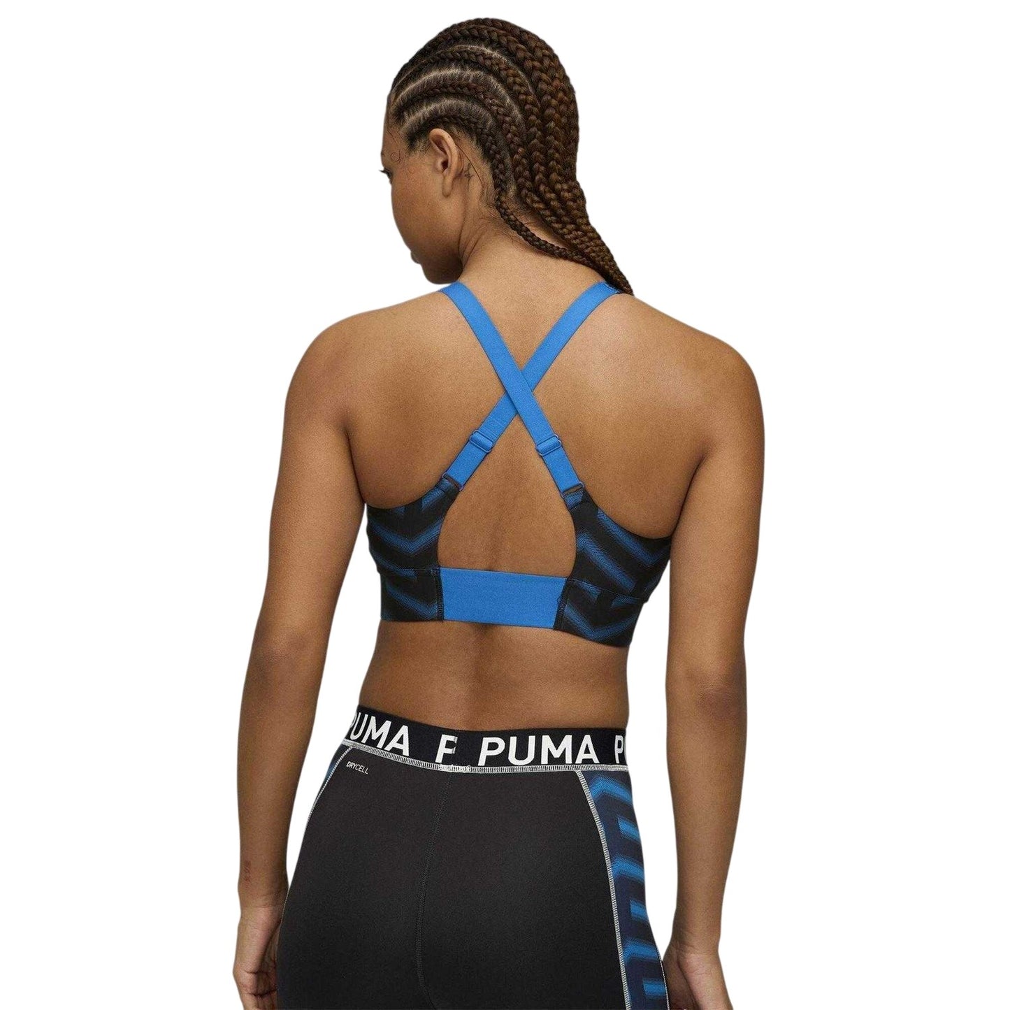 Black-Blue - Lifestyle - Puma Womens-Ladies Individualblaze Eversculpt Sports Bra