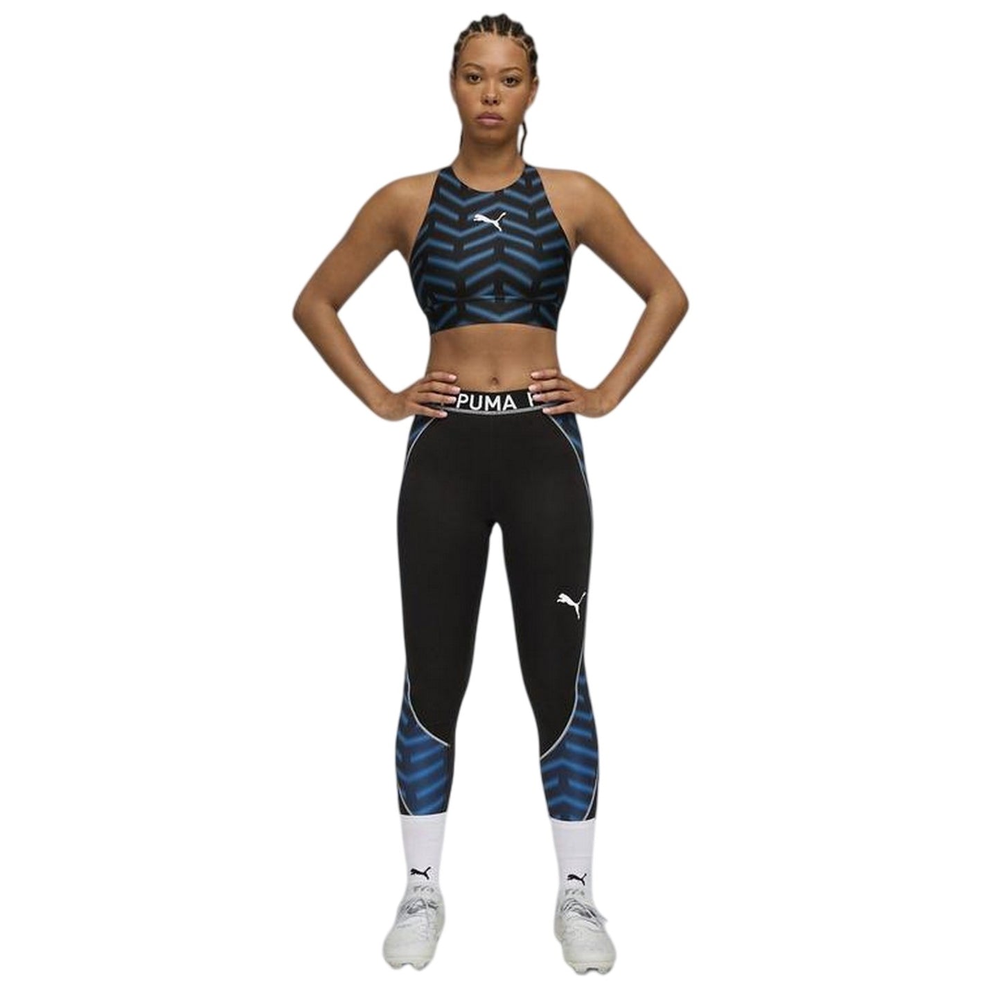 Black-Blue - Pack Shot - Puma Womens-Ladies Individualblaze Eversculpt Sports Bra