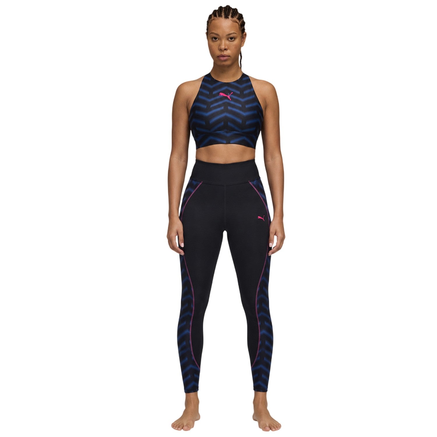 Navy-Orange - Pack Shot - Puma Womens-Ladies Individualblaze Eversculpt Sports Bra