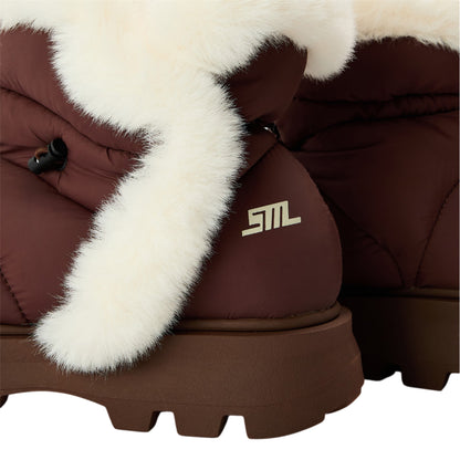 Brown - Side - Steve Madden Womens-Ladies Frostee Sheepskin Boots