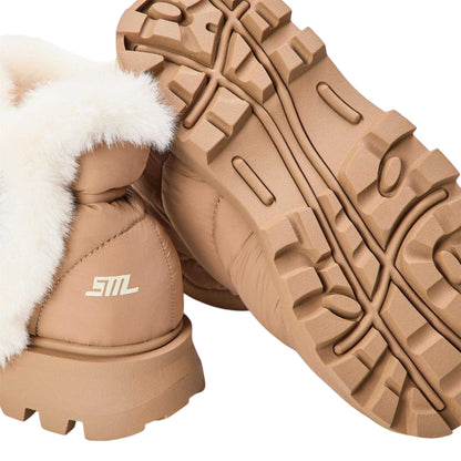 Tan - Side - Steve Madden Womens-Ladies Frostee Sheepskin Boots