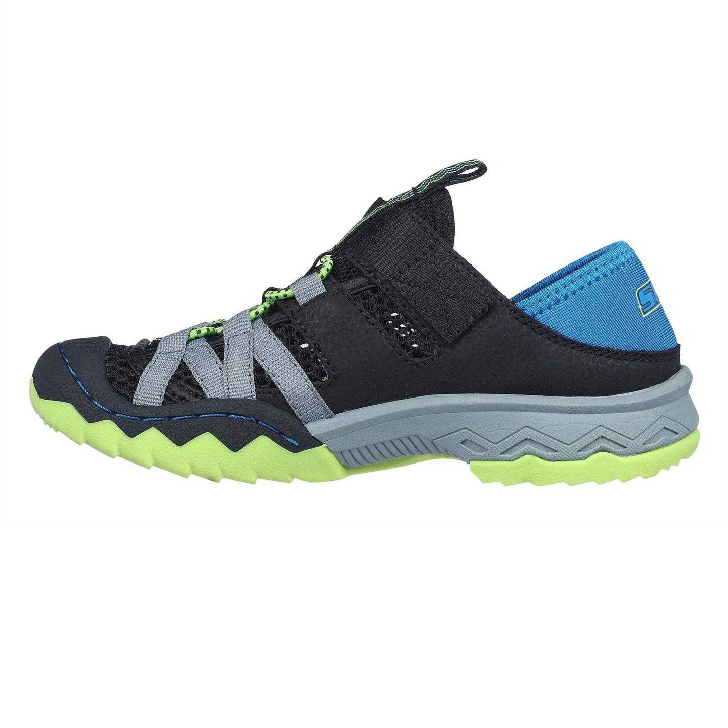 Black-Blue-Lime - Back - Skechers Childrens-Kids Whipsaw Flat Shoes