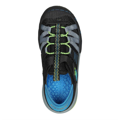 Black-Blue-Lime - Side - Skechers Childrens-Kids Whipsaw Flat Shoes