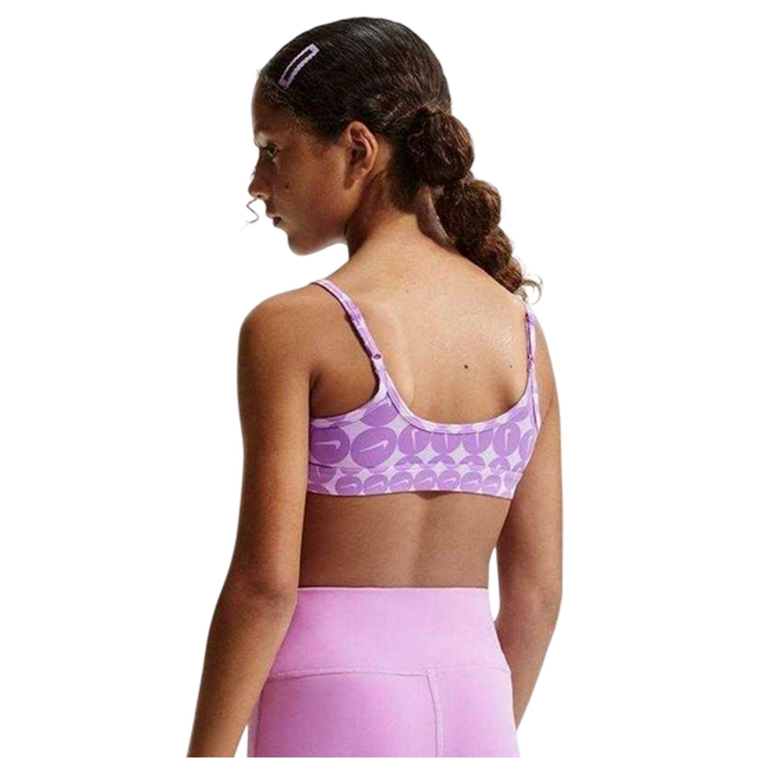 Fuchsia - Back - Nike Girls Logo Printed Scoop Neck Bralette