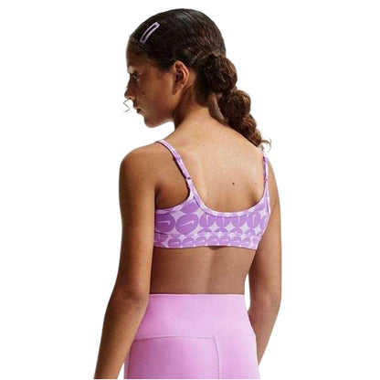 Fuchsia - Back - Nike Girls Logo Printed Scoop Neck Bralette