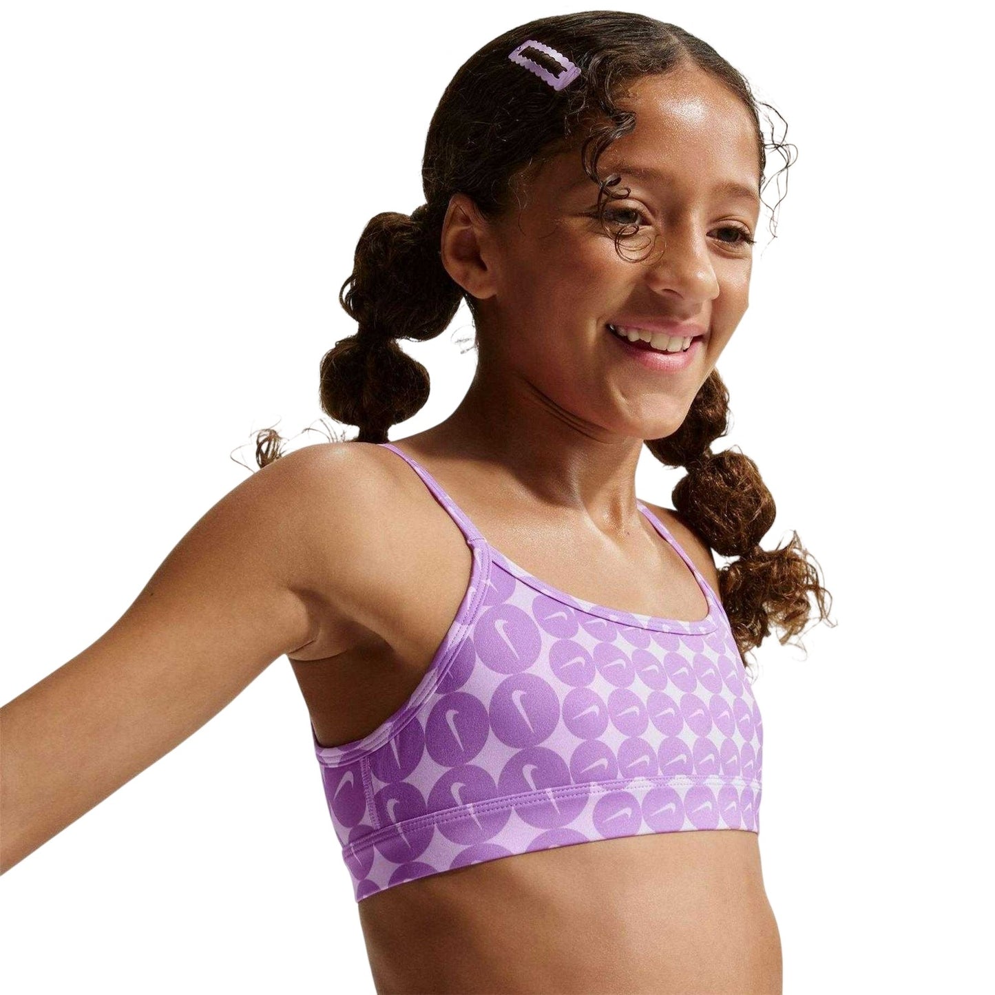 Fuchsia - Side - Nike Girls Logo Printed Scoop Neck Bralette