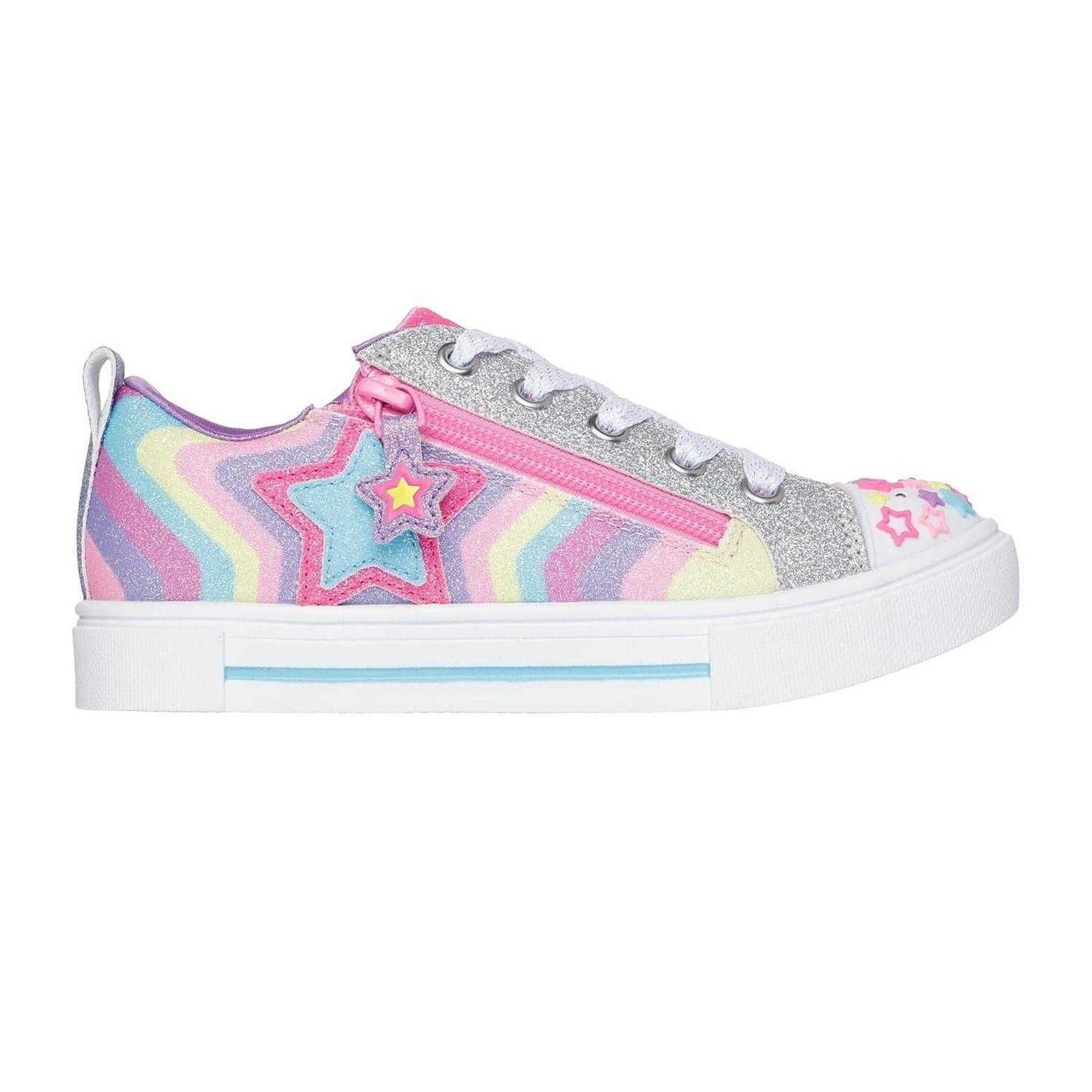 Multicoloured - Front - Skechers Childrens-Kids Twinkle Sparks Graphic Print Low Flat Trainers