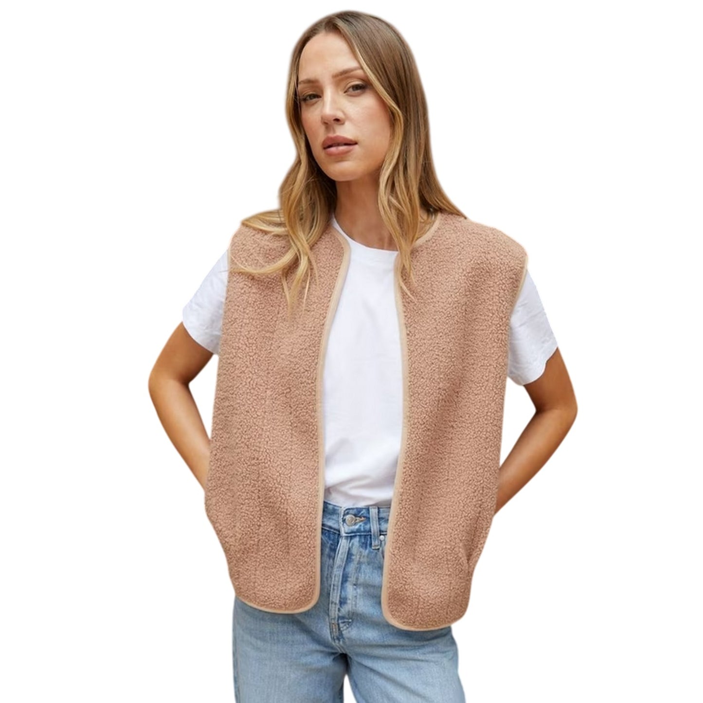 Mauve - Front - Threadbare Womens-Ladies Niya Borg Lightweight Gilet