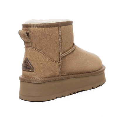 Chestnut - Back - EverAu Womens-Ladies Mini Classic Cow Suede Boots