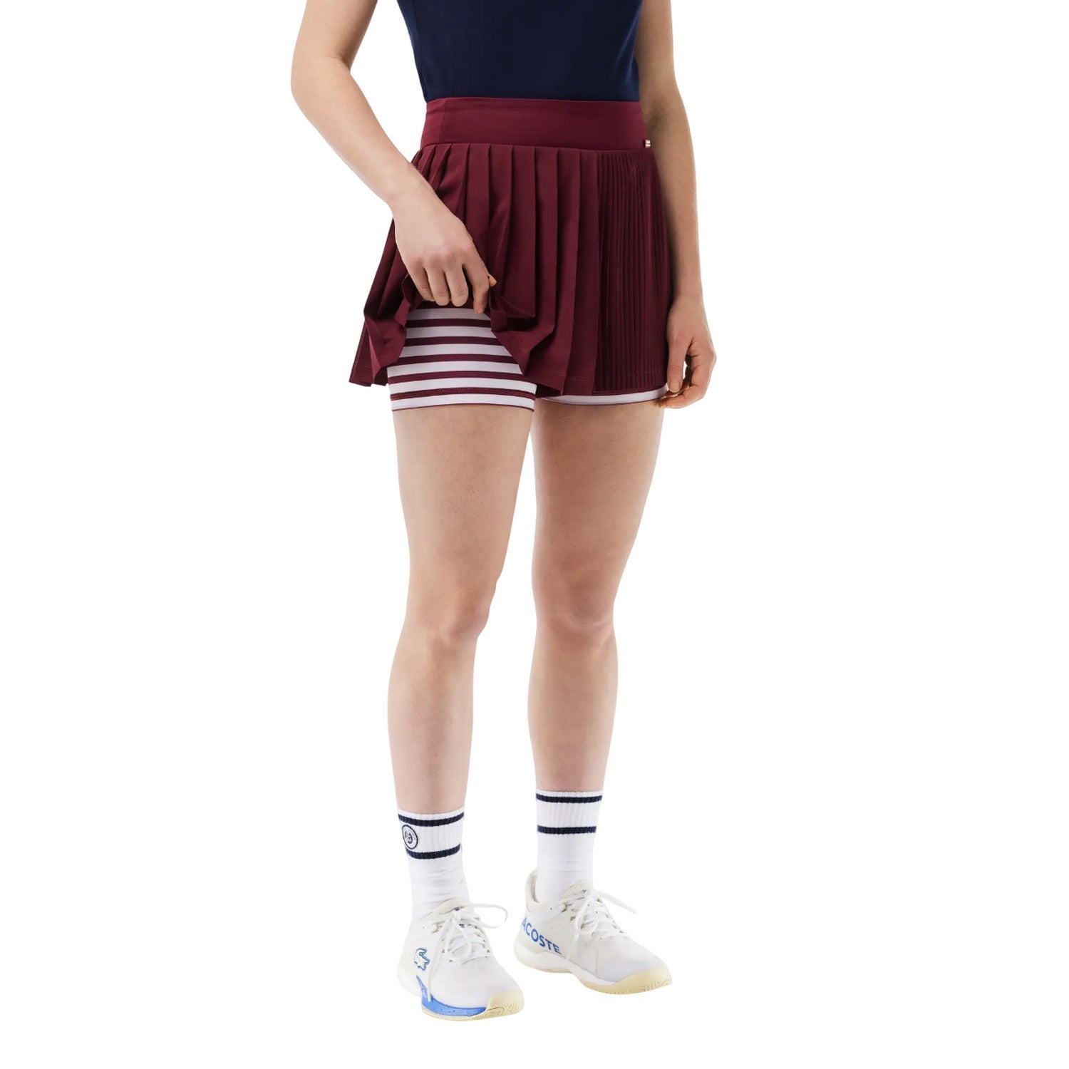 Purple - Lifestyle - Lacoste Womens-Ladies Roland Garros Edition Sports Pleated Tennis Shorts