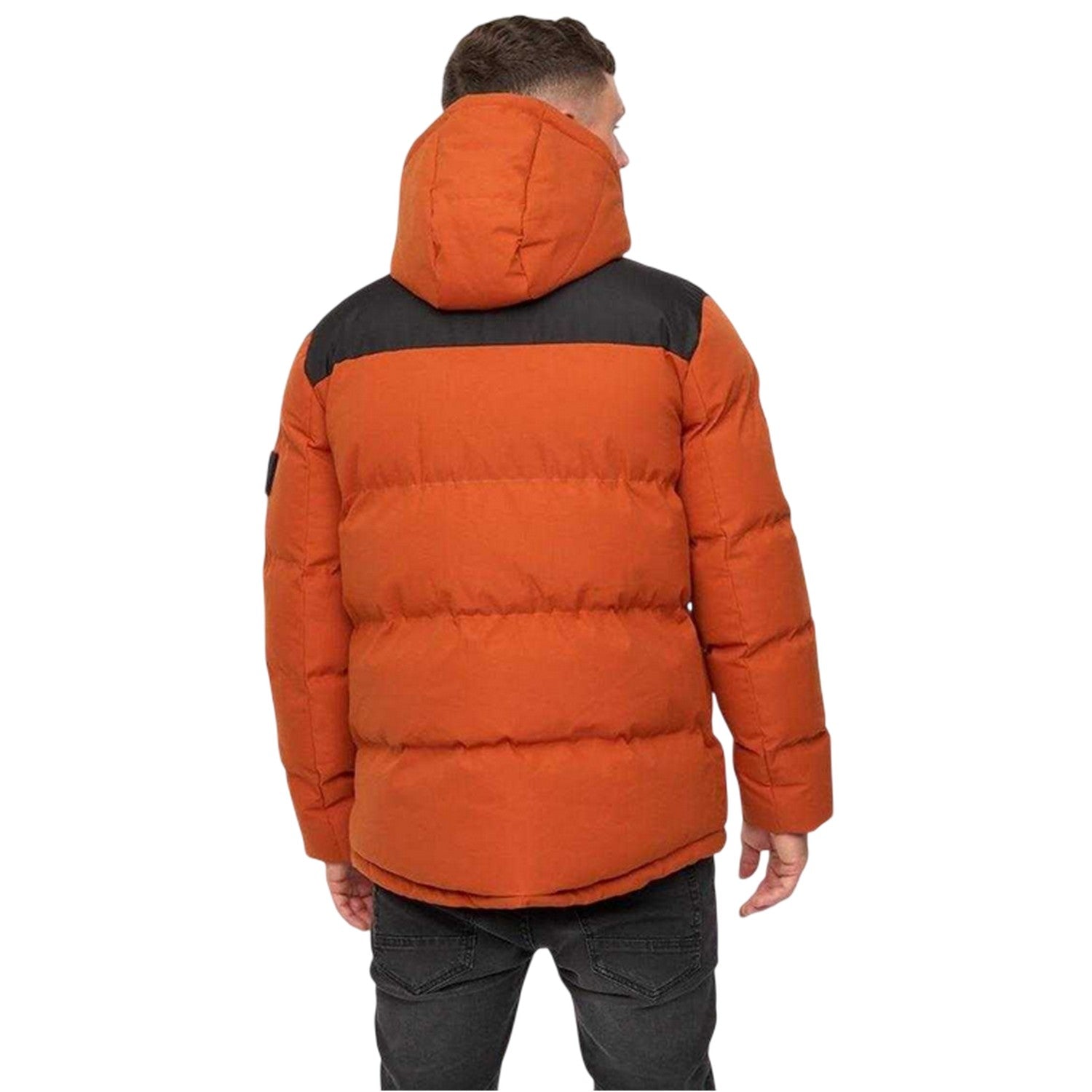 Orange - Back - Crosshatch Mens Hooded Jacket