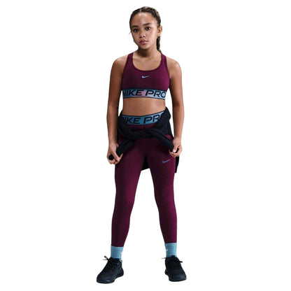 Bordeaux - Pack Shot - Nike Girls Pro Swoosh Snug Fit Sports Bra