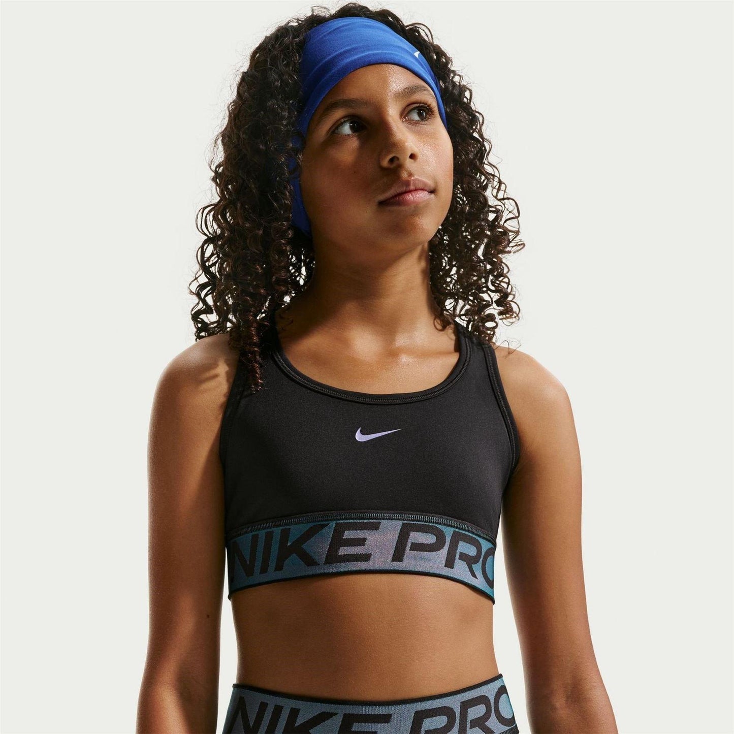 Black - Front - Nike Girls Pro Swoosh Snug Fit Sports Bra
