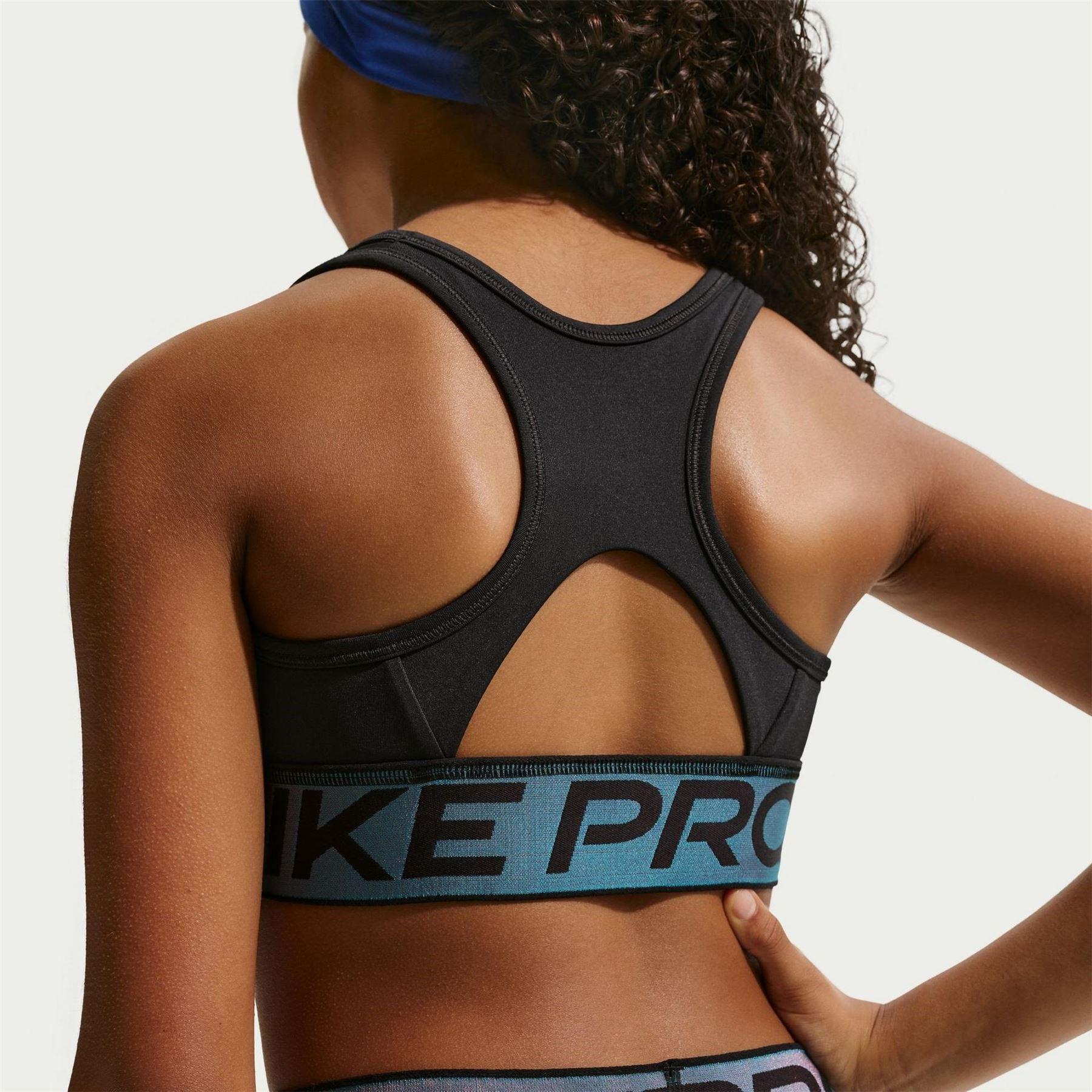 Black - Back - Nike Girls Pro Swoosh Snug Fit Sports Bra