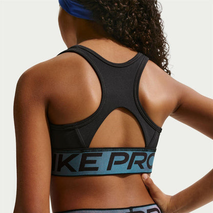 Black - Back - Nike Girls Pro Swoosh Snug Fit Sports Bra