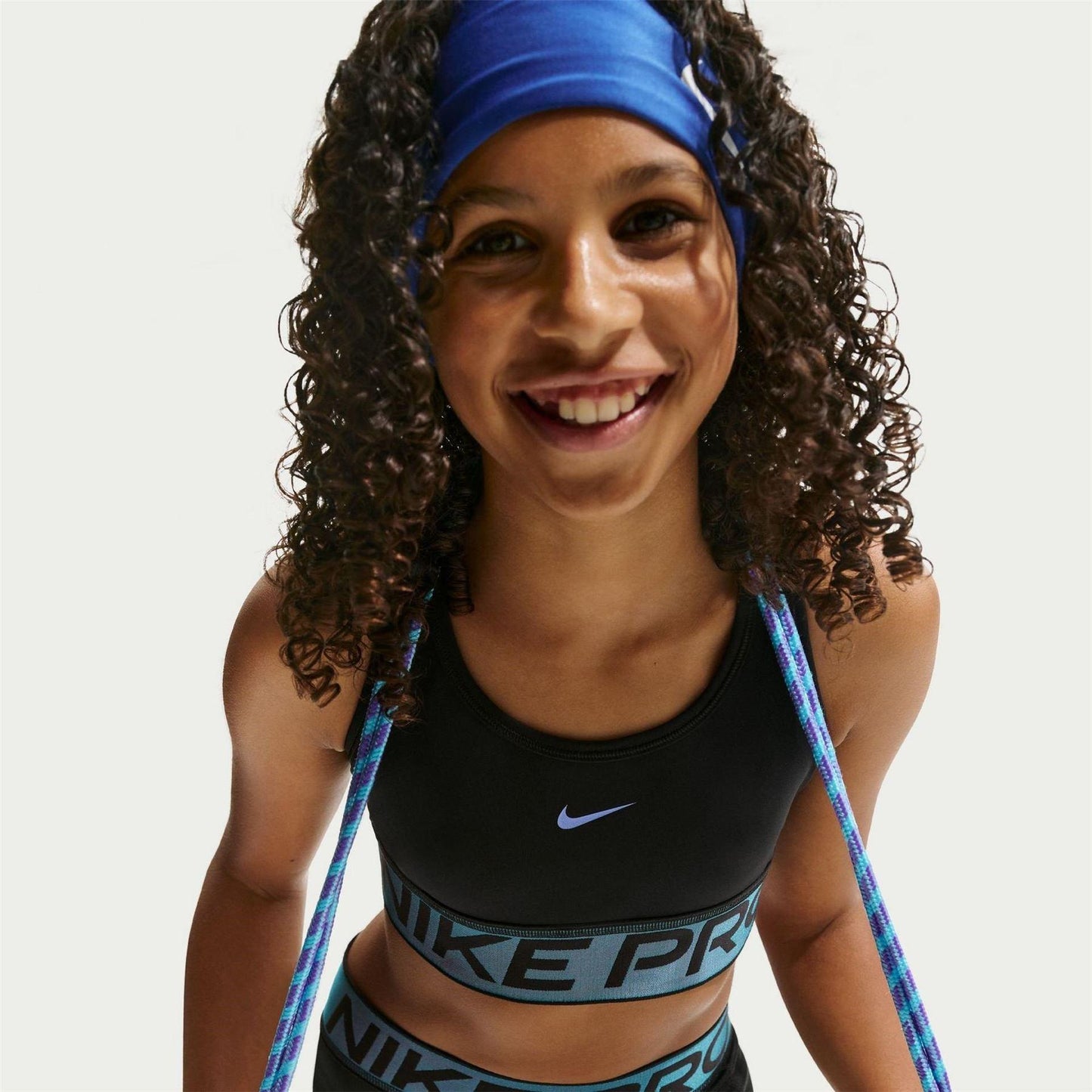 Black - Side - Nike Girls Pro Swoosh Snug Fit Sports Bra