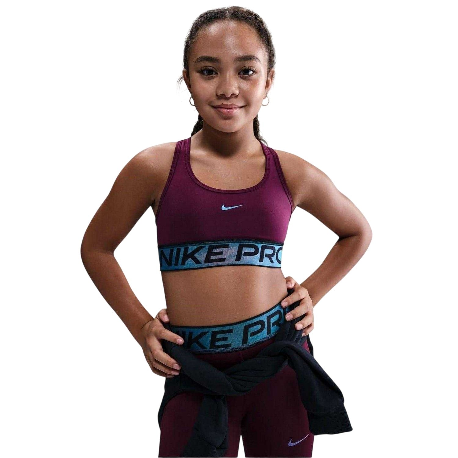 Bordeaux - Front - Nike Girls Pro Swoosh Snug Fit Sports Bra
