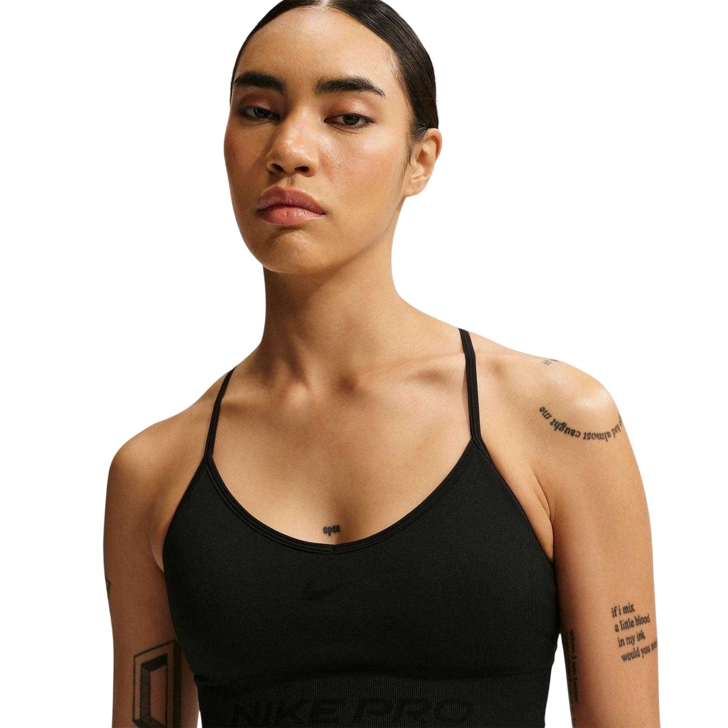 Black - Side - Nike Womens-Ladies Pro Padded Seamless Sports Bra