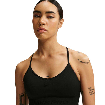 Black - Side - Nike Womens-Ladies Pro Padded Seamless Sports Bra