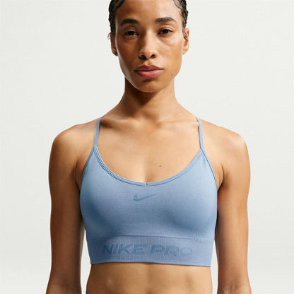 Blue - Front - Nike Womens-Ladies Pro Padded Seamless Sports Bra