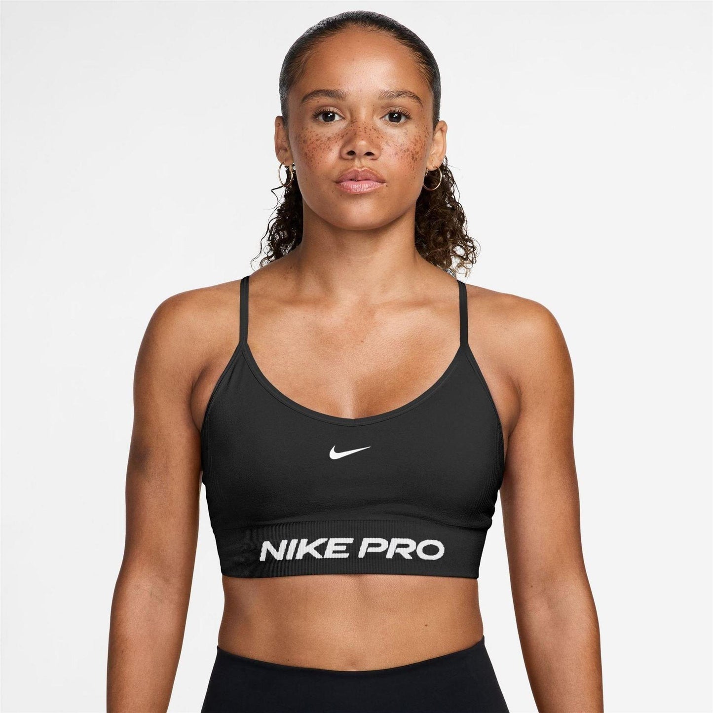Black-White - Front - Nike Womens-Ladies Pro Padded Seamless Sports Bra