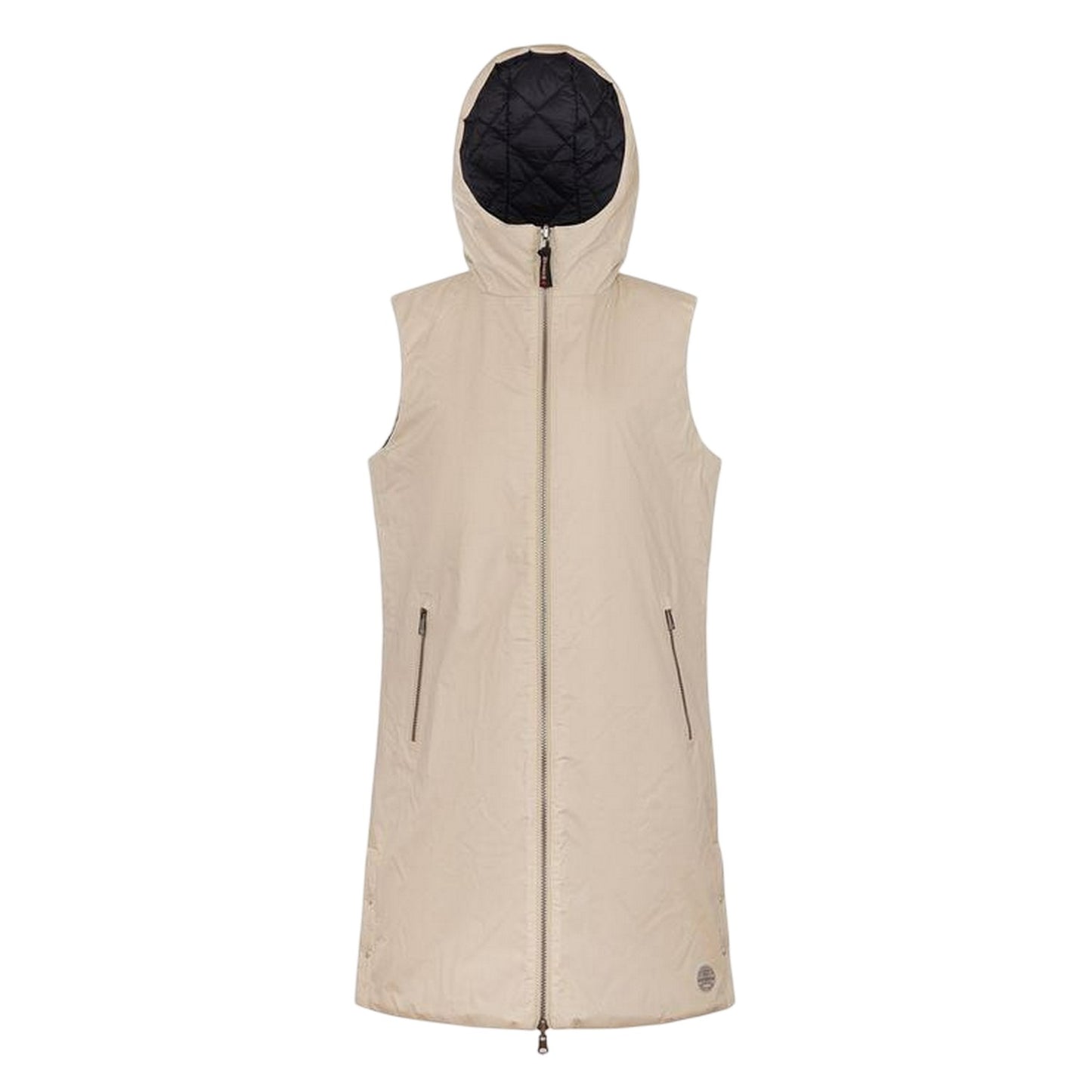 Brown Rice - Front - Museum Womens-Ladies Hooded Reversible Gilet