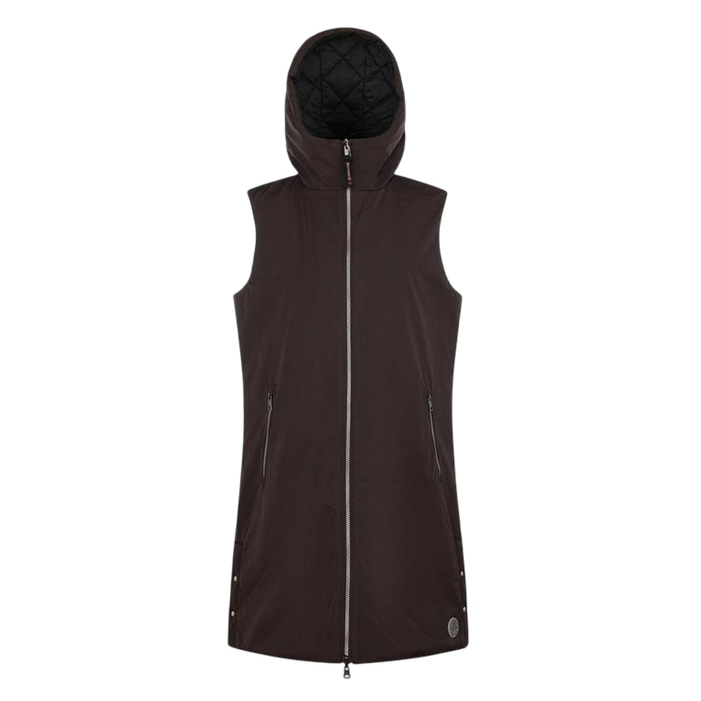 Brown - Front - Museum Womens-Ladies Hooded Reversible Gilet