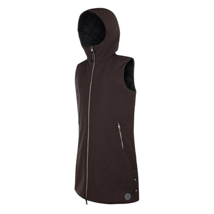 Brown - Side - Museum Womens-Ladies Hooded Reversible Gilet