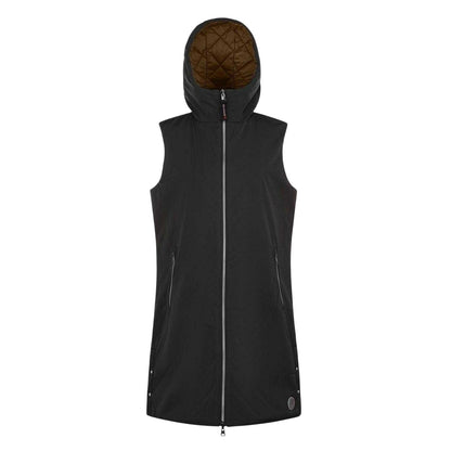 Black - Front - Museum Womens-Ladies Hooded Reversible Gilet