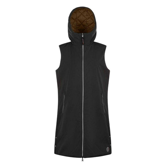Black - Front - Museum Womens-Ladies Hooded Reversible Gilet
