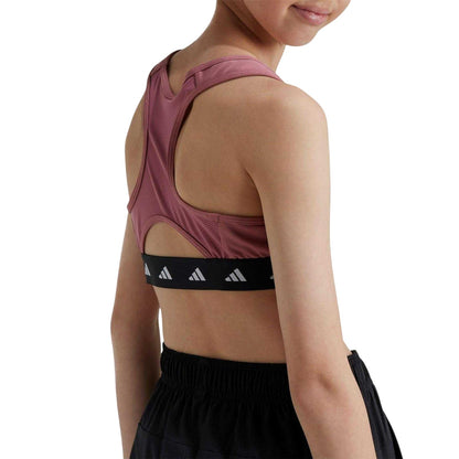 Pink-Black-White - Side - Adidas Girls PrimeLift Low Impact Sports Bra