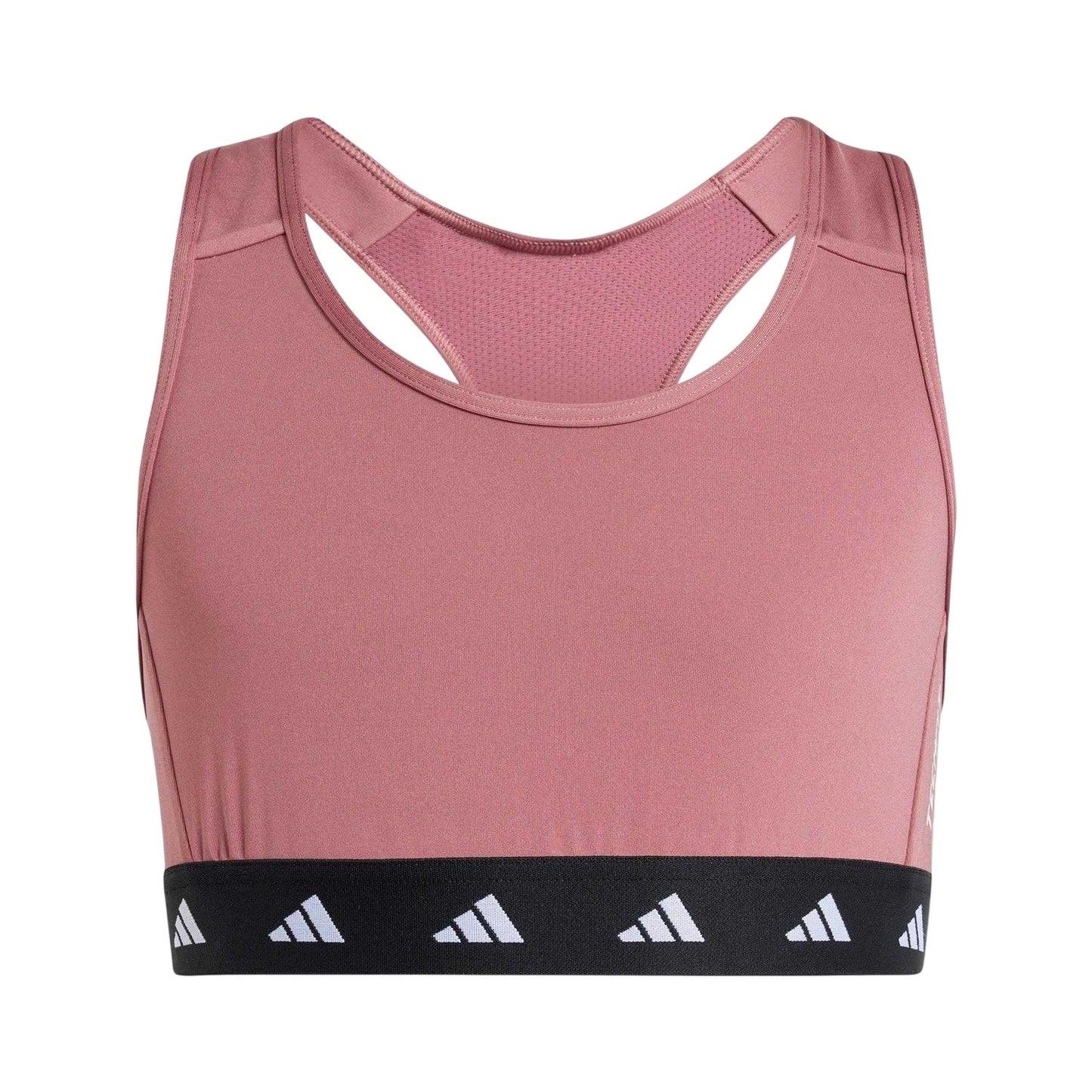 Pink-Black-White - Front - Adidas Girls PrimeLift Low Impact Sports Bra