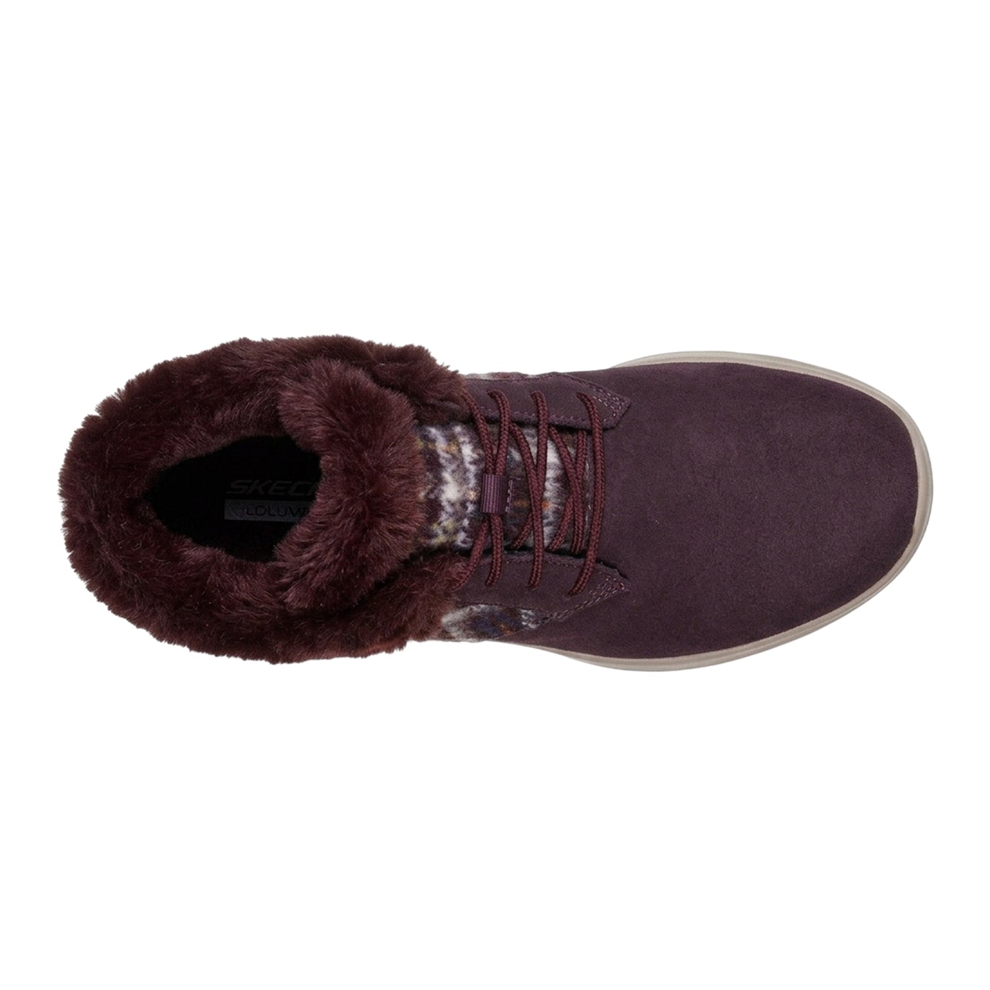 Burgundy - Side - Skechers Womens-Ladies Go Joy Tartan Suede Trainers