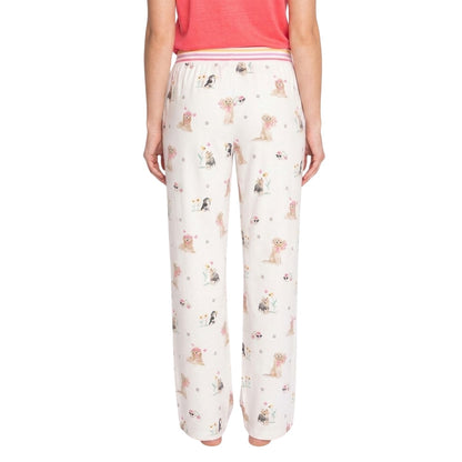 Off White - Back - PJ Salvage Womens-Ladies Dog Print Lounge Pants