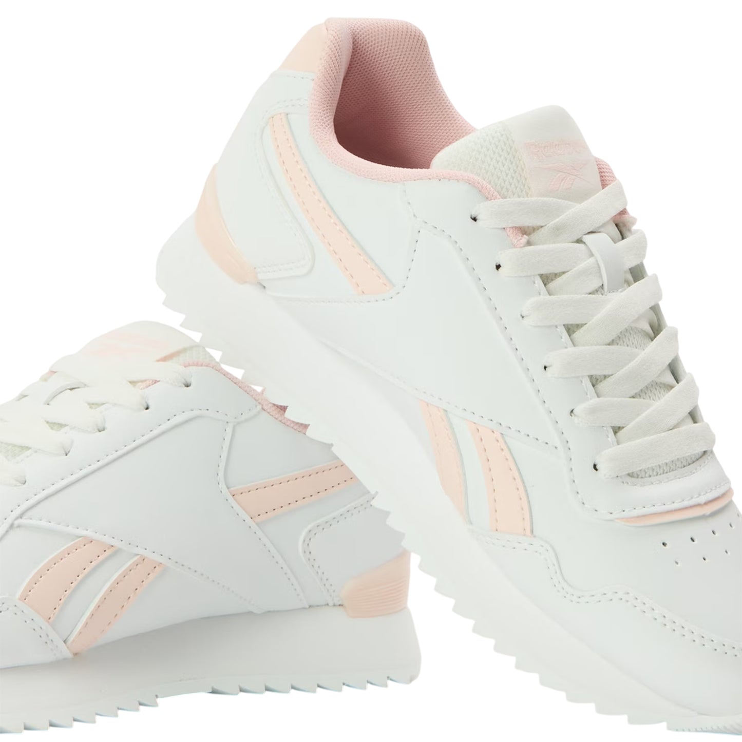 White-Pink - Side - Reebok Childrens-Kids Glideripclip Vegan Leather Trainers