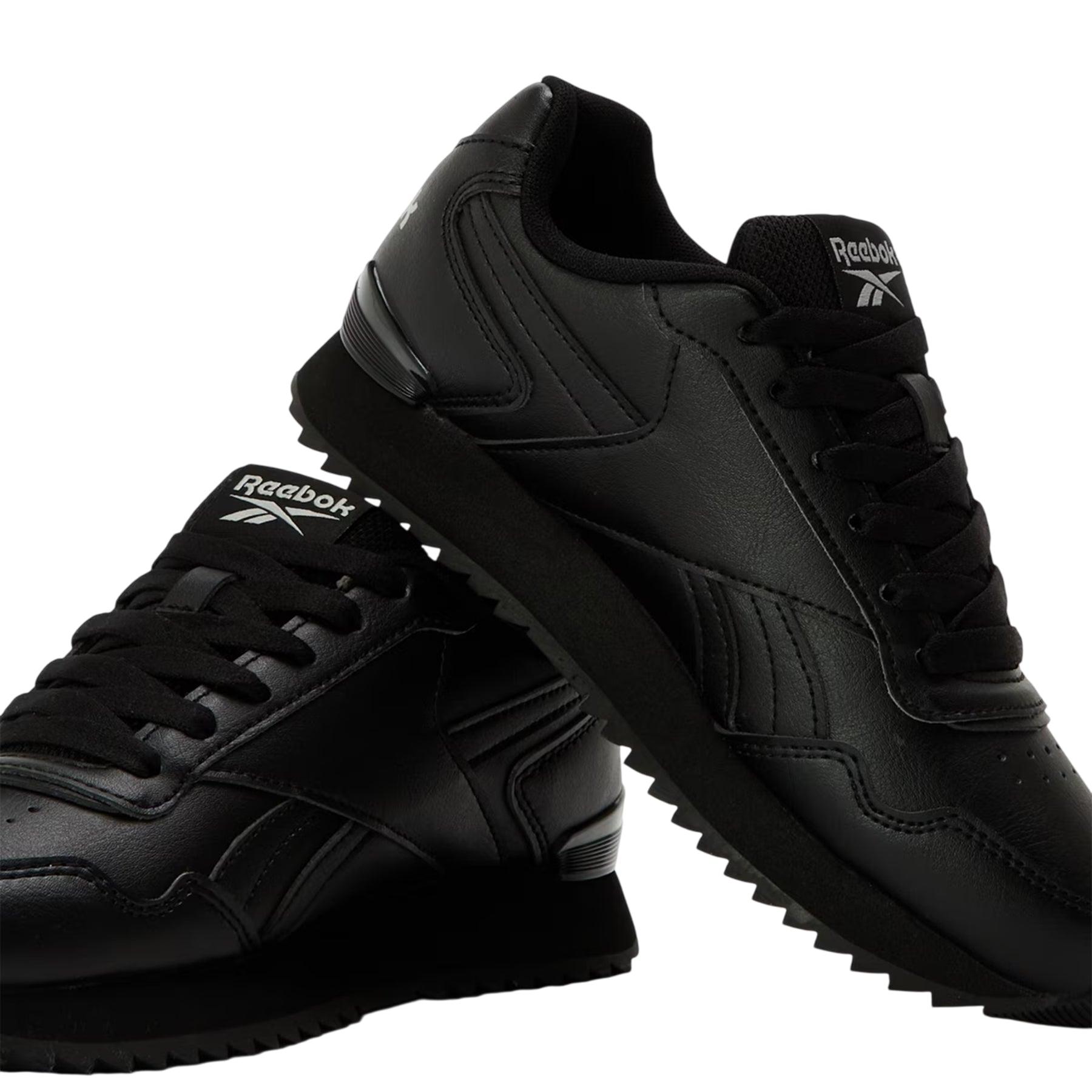 Triple Black - Side - Reebok Childrens-Kids Glideripclip Vegan Leather Trainers