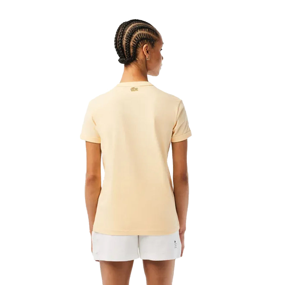 Yellow - Back - Lacoste Womens-Ladies Organic Cotton Slim T-Shirt