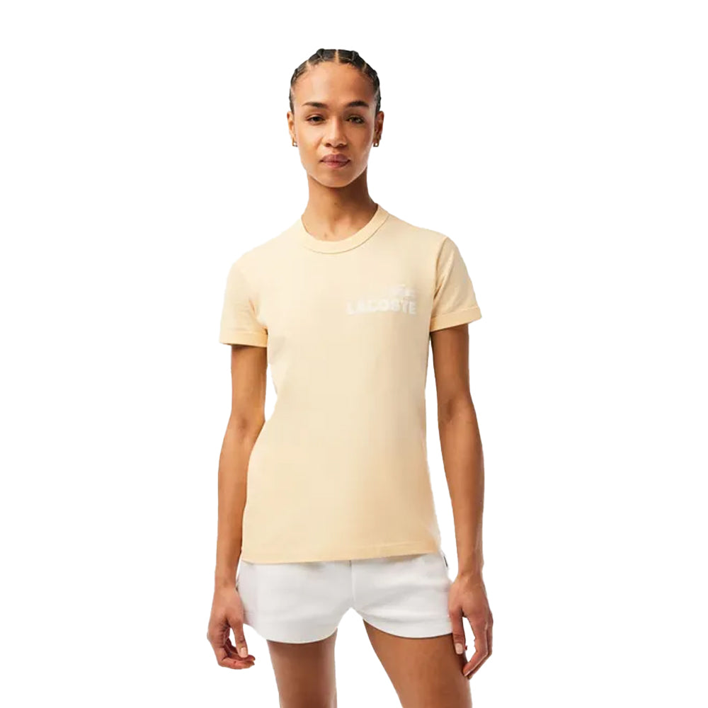 Yellow - Front - Lacoste Womens-Ladies Organic Cotton Slim T-Shirt