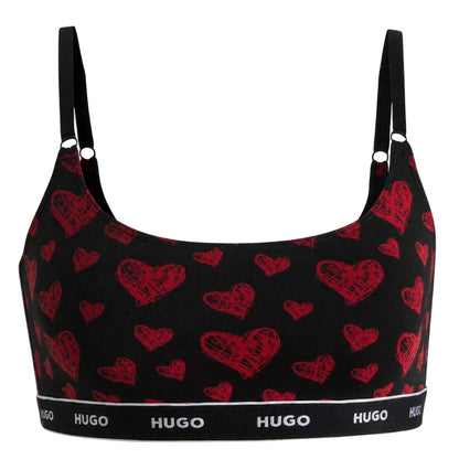 Black-Red - Back - Hugo Womens-Ladies Hearts Bralette (Pack of 2)
