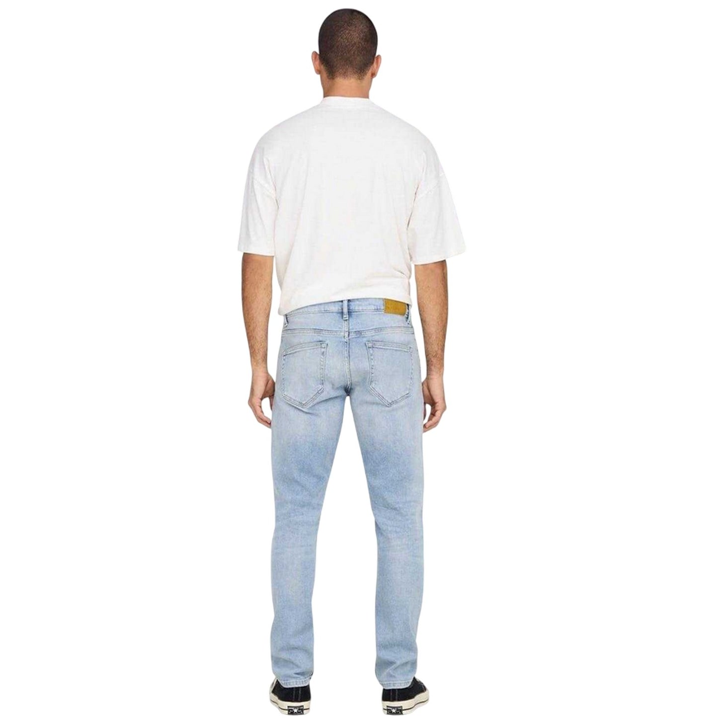 Light Blue - Back - Only and Sons Mens Tai Logo Tapered Jeans