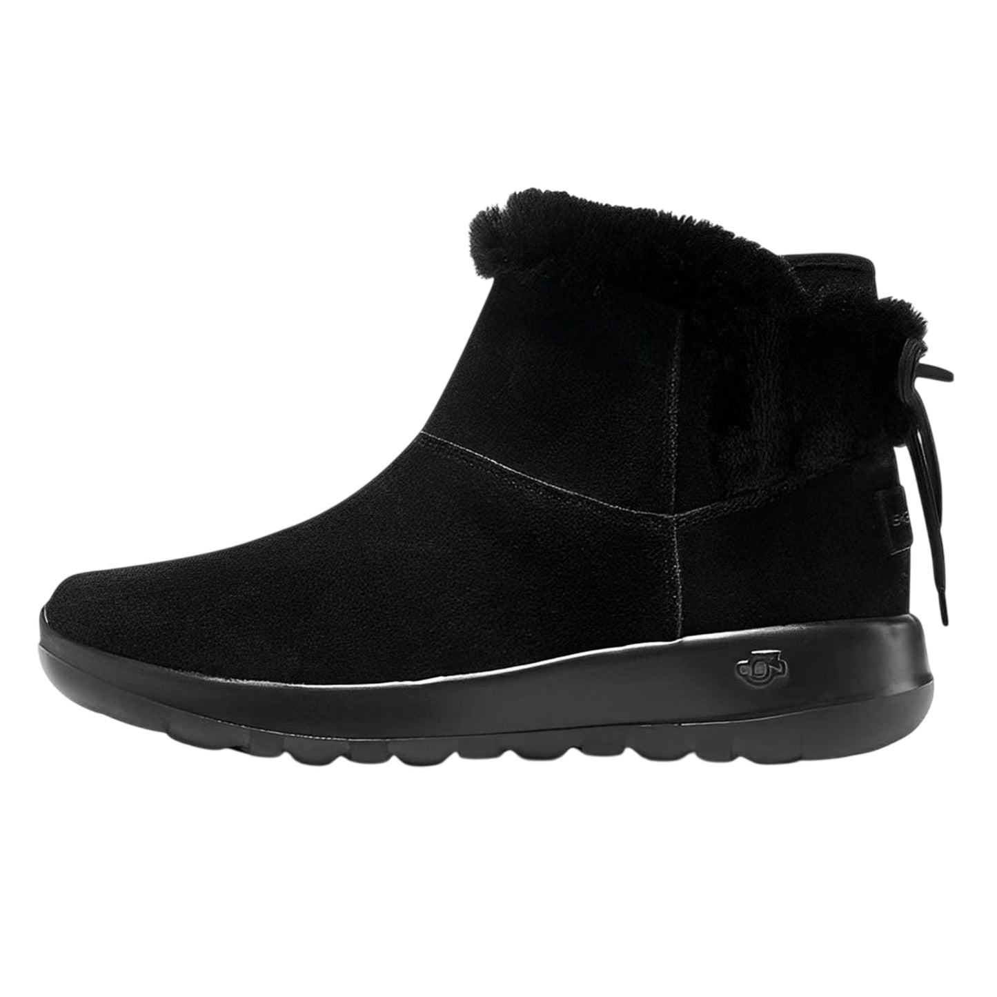 Black - Side - Skechers Womens-Ladies On The Go Suede Flat Ankle Boots