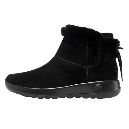 Black - Side - Skechers Womens-Ladies On The Go Suede Flat Ankle Boots