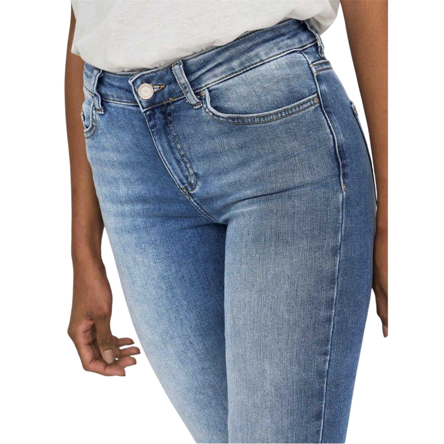 Light Blue - Side - Only Womens-Ladies Denim Wide Leg Regular Jeans
