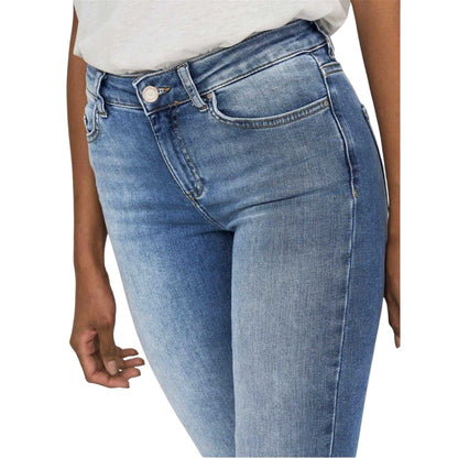 Light Blue - Side - Only Womens-Ladies Denim Wide Leg Regular Jeans