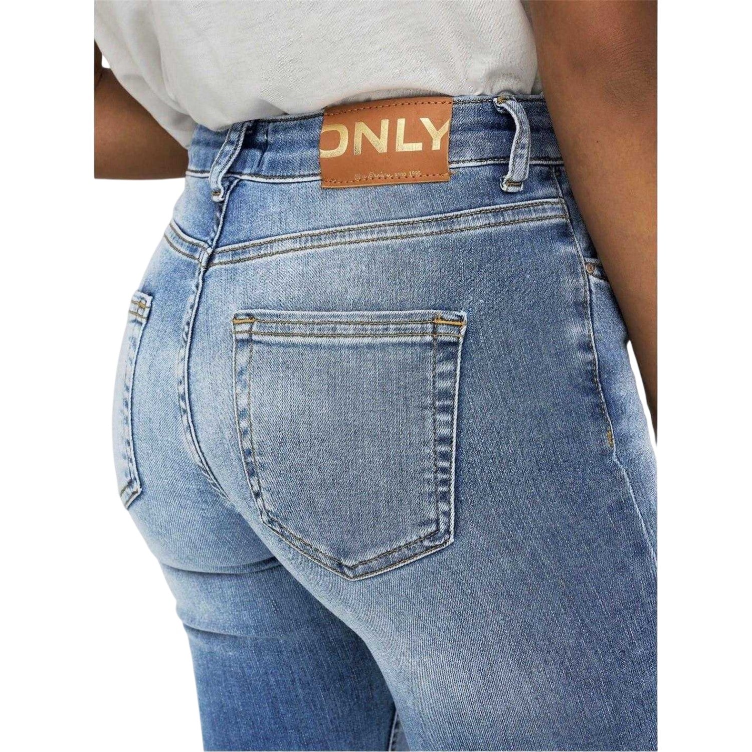 Light Blue - Lifestyle - Only Womens-Ladies Denim Wide Leg Regular Jeans