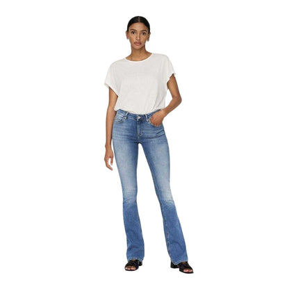 Light Blue - Pack Shot - Only Womens-Ladies Denim Wide Leg Regular Jeans