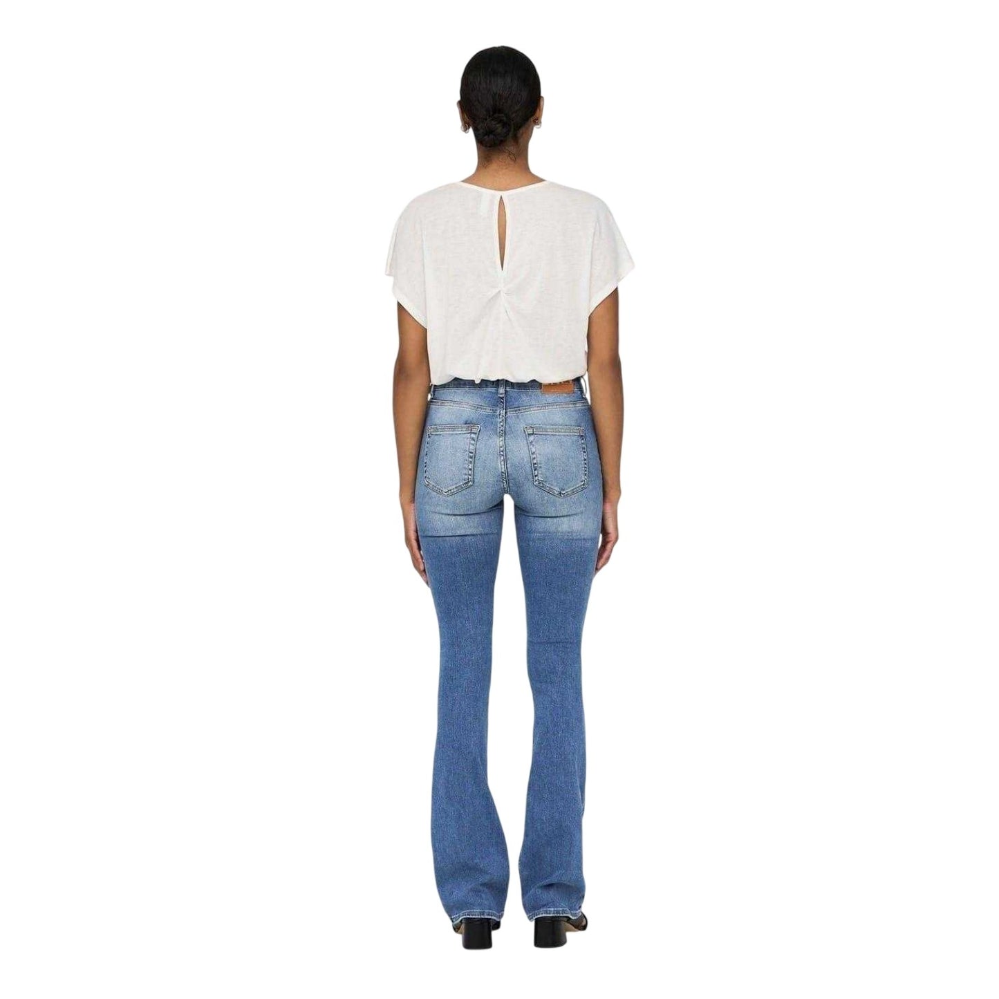 Light Blue - Close up - Only Womens-Ladies Denim Wide Leg Regular Jeans