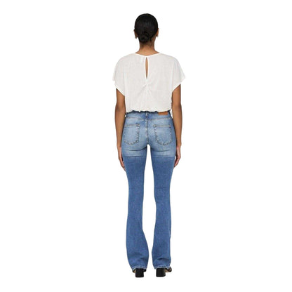 Light Blue - Close up - Only Womens-Ladies Denim Wide Leg Regular Jeans