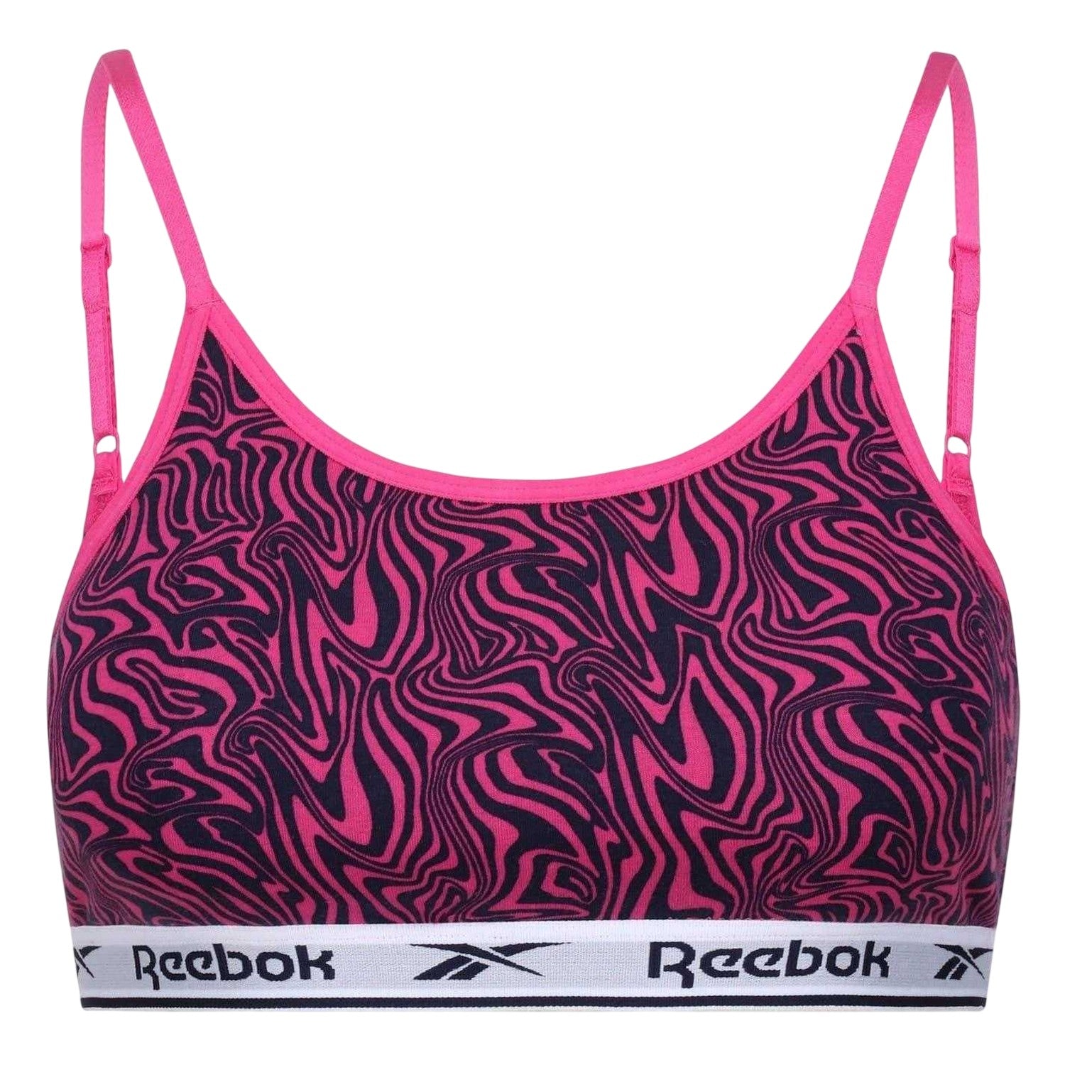 Pink-Navy - Front - Reebok Womens-Ladies Berry Zebra Print Bralette